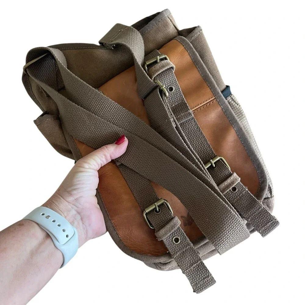 Fox Outdoor Retro Messenger Bag Brown Canvas Leather Trim Shoulder Bag Cargo